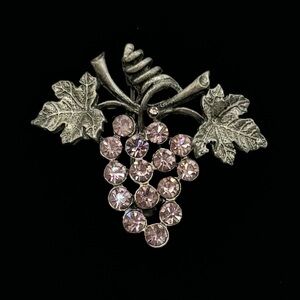 LIA Vintage Crystal Grapes Brooch